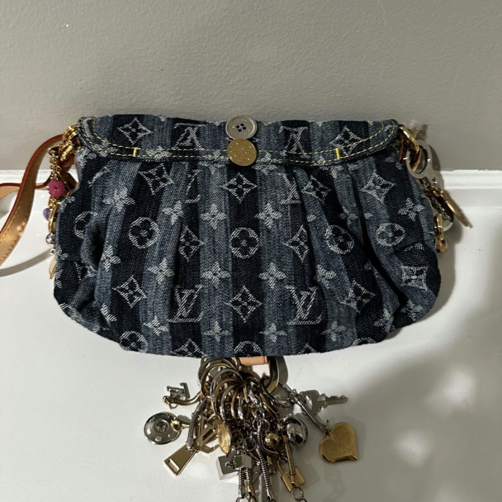 Louis Vuitton Limited Edition Blue Denim Monogram Denim Mini Pleaty Raye Customi - Picture 9 of 9